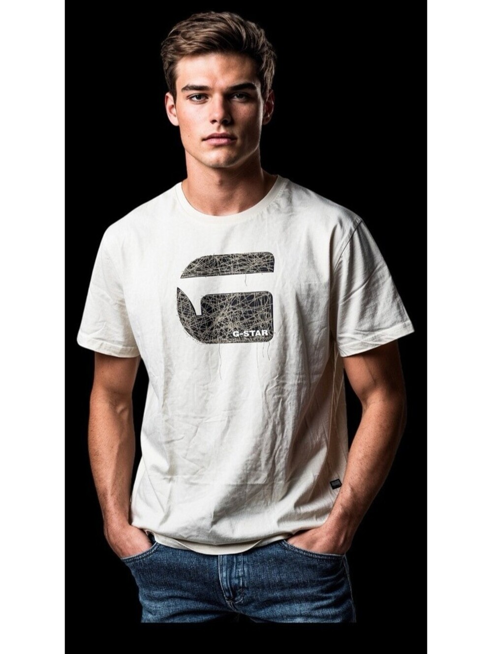 G-Star Men’s Faux Embroidery Logo T-Ahirt